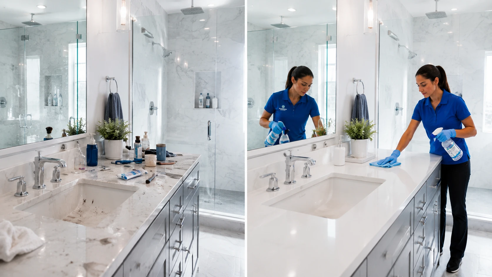 Bathroom before a detailed Clockwork Cleaning service in Richmond, VA