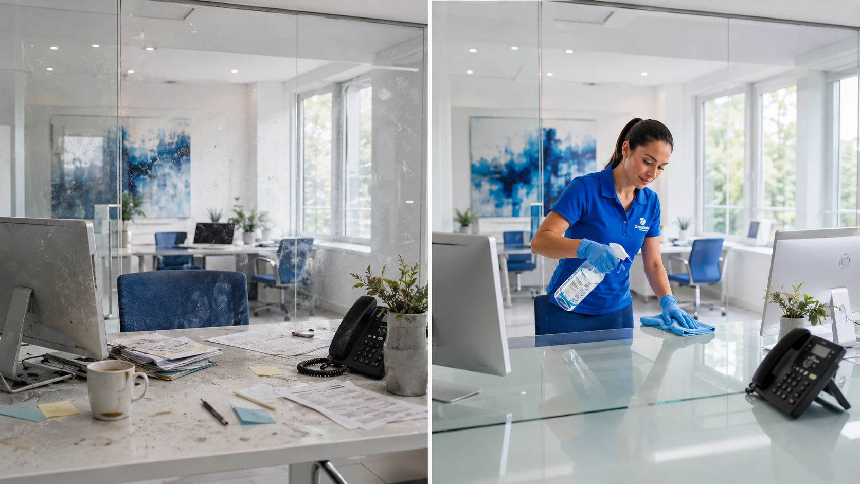 Office before commercial cleaning by Clockwork Cleaning in Richmond, VA