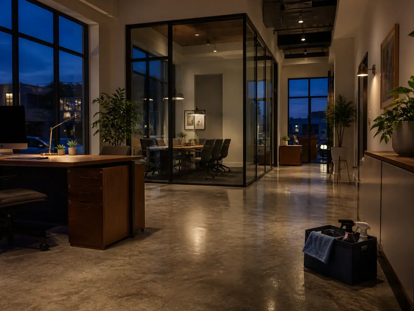 Freshly cleaned professional office prepared for Clockwork Cleaning commercial service in Richmond, VA